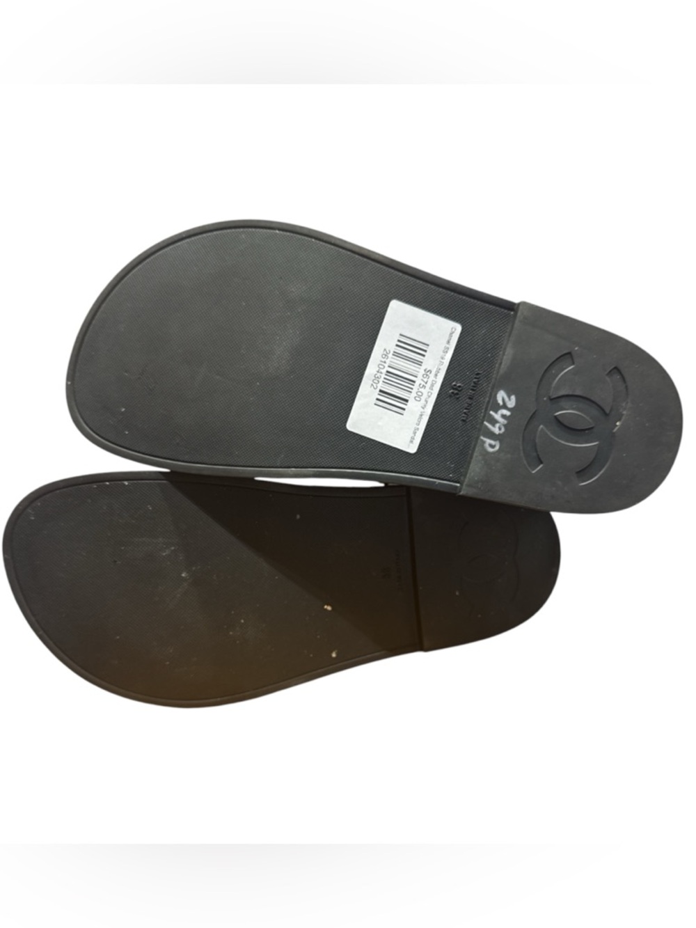 CHANEL SS19 Rubber Dad Chunky Flatform Velcro Flat Sandals 38 - Picture 4 of 5